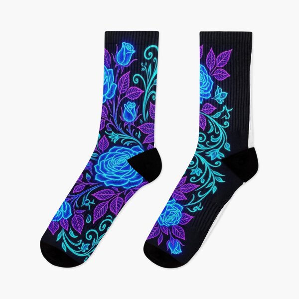 Item preview, Vibrant Glowing Blue Roses Neon Pattern designed and sold by Owcomm.