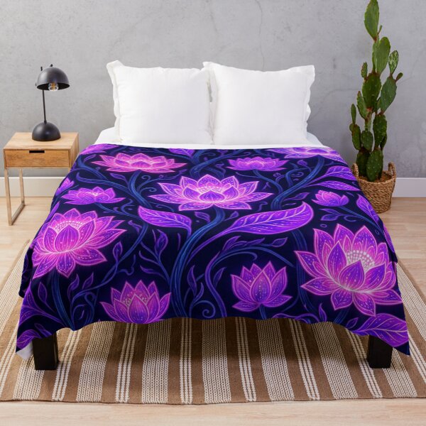 Item preview, Luminous Glowing Purple Lotus Floral Pattern designed and sold by Owcomm.