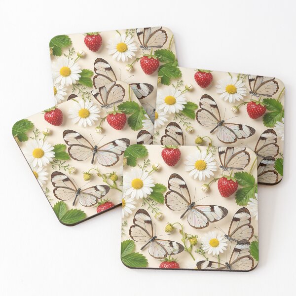Item preview, Ultra Realistic Glitter Butterfly Strawberry Pattern designed and sold by wallpapersarts.