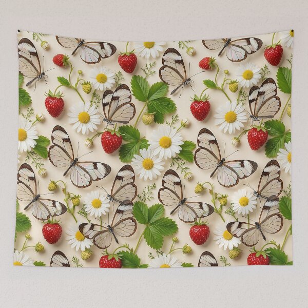 Item preview, Ultra Realistic Glitter Butterfly Strawberry Pattern designed and sold by wallpapersarts.