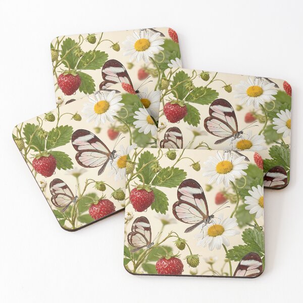 Item preview, Ultra Realistic Glitter Butterfly Strawberry Pattern designed and sold by wallpapersarts.