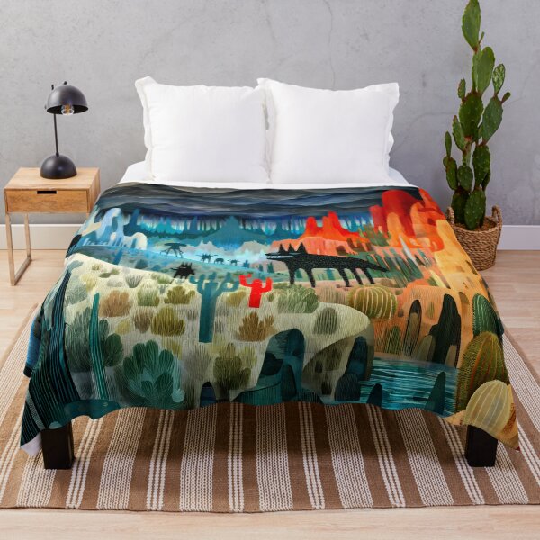 Item preview, Black Shadow Wolf Desert Surreal Landscape Art designed and sold by Lunat1kk.