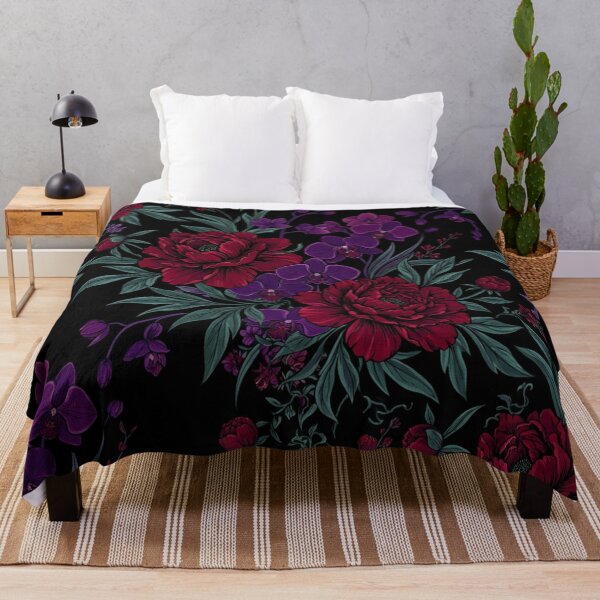 Item preview, Dark Gothic Floral Red Peony and Purple Orchid Pattern designed and sold by Owcomm.