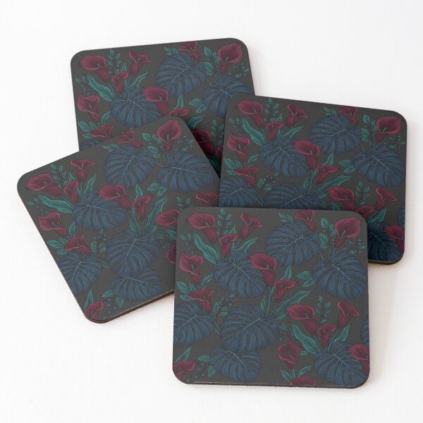 Item preview, Dark Moody Tropical Calla Lily Leaves Pattern designed and sold by Owcomm.