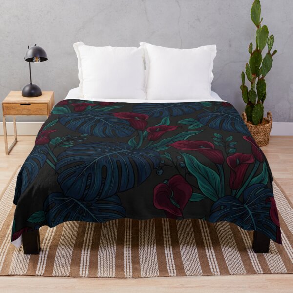 Item preview, Dark Moody Tropical Calla Lily Leaves Pattern designed and sold by Owcomm.