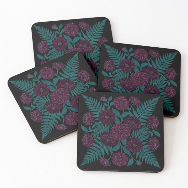 Item preview, Dark Botanical Purple Dahlia Fern Garden designed and sold by Owcomm.