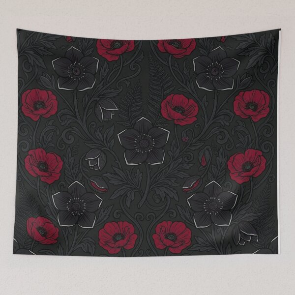 Item preview, Dark Gothic Red Poppy Floral Pattern designed and sold by Owcomm.