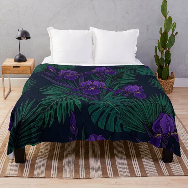 Item preview, Dark Botanical Purple Iris Tropical Leaves Pattern designed and sold by Owcomm.