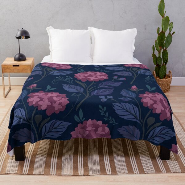 Item preview, Elegant Dark Blue Floral Hydrangea Pattern designed and sold by Owcomm.
