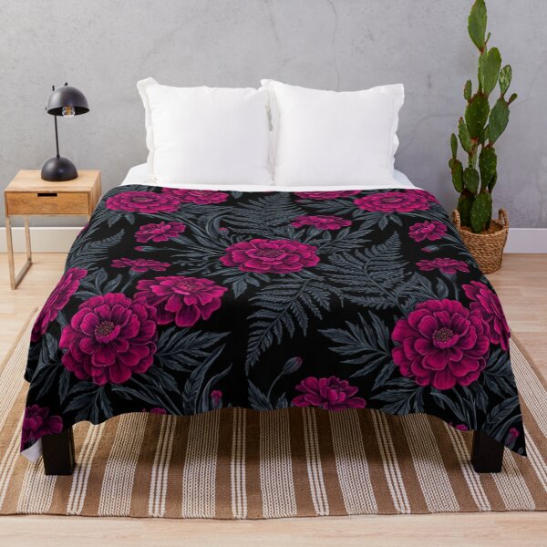 Item preview, Dark Magenta Floral Marigold Fern Pattern designed and sold by Owcomm.