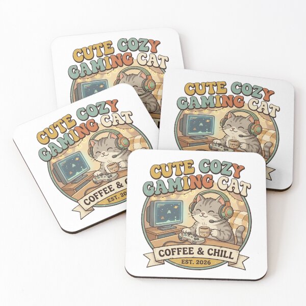 Item preview, Cute Cozy Gaming Cat Drinking Coffee Vintage Aesthetic designed and sold by abdoreds.