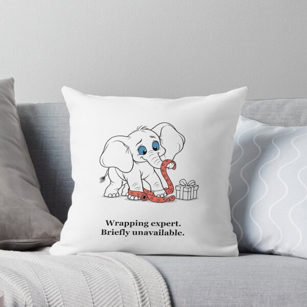 Item preview, Funny Christmas Elephant Tangled in Wrapping Paper designed and sold by Soft Paws Sketches.
