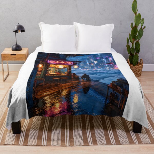 Item preview, Cyberpunk Ramen Shop Above the Clouds – Neon City Art designed and sold by IRON SIREN.