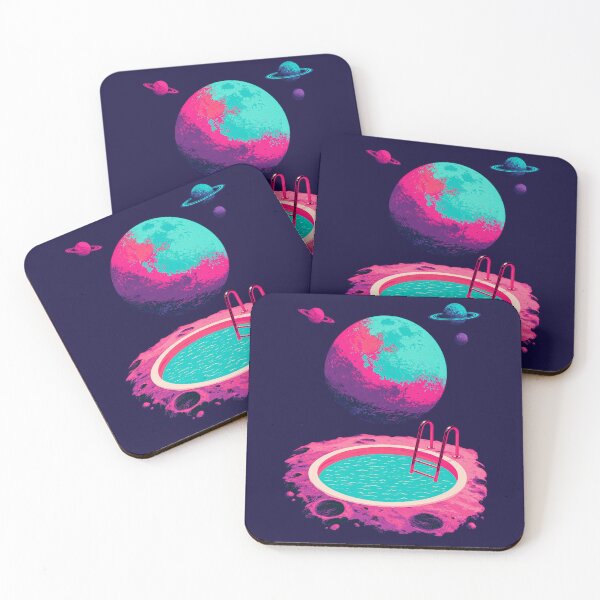 Item preview, Space Pool Pink Teal Cosmic Retro Neon Illustration designed and sold by joannejgg.