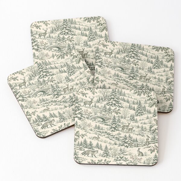 Item preview, Sage Green Forest Animals Winter Toile de Jouy designed and sold by Meandmyshop.