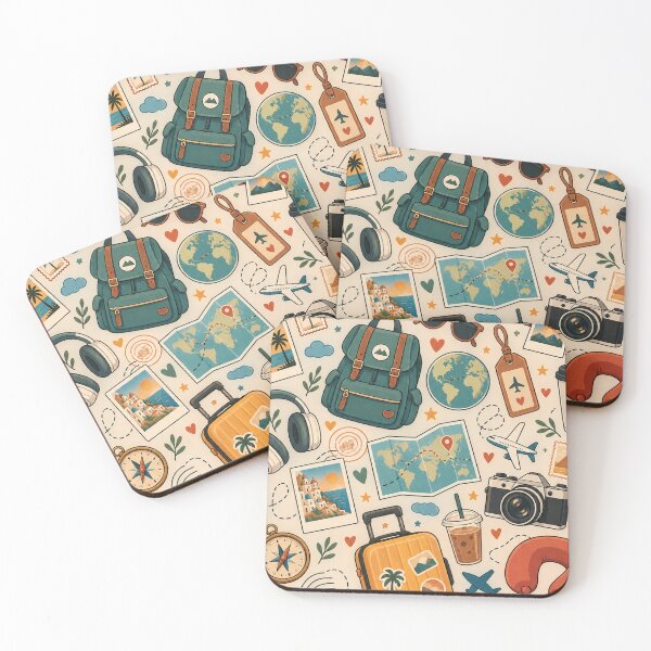 Item preview, Retro Travel Essentials Pattern for Wanderlust Lovers designed and sold by Glottopia.