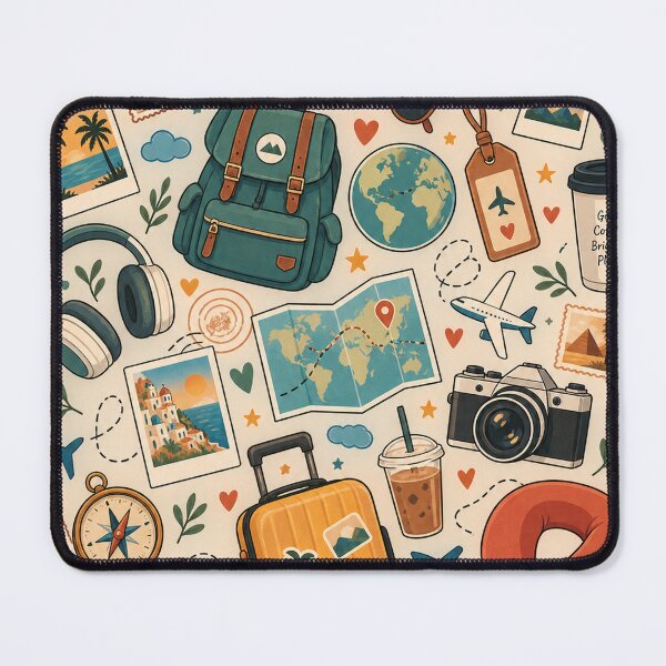 Item preview, Retro Travel Essentials Pattern for Wanderlust Lovers designed and sold by Glottopia.