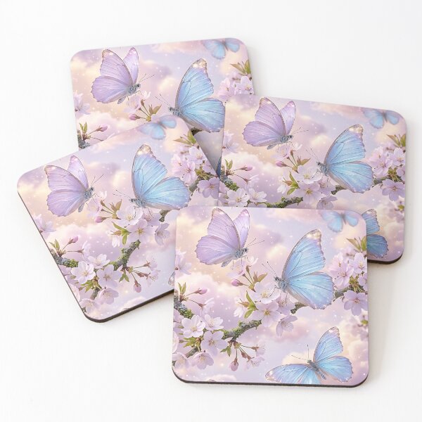Item preview, Realistic Iridescent Butterfly Cherry Blossom Pattern designed and sold by wallpapersarts.