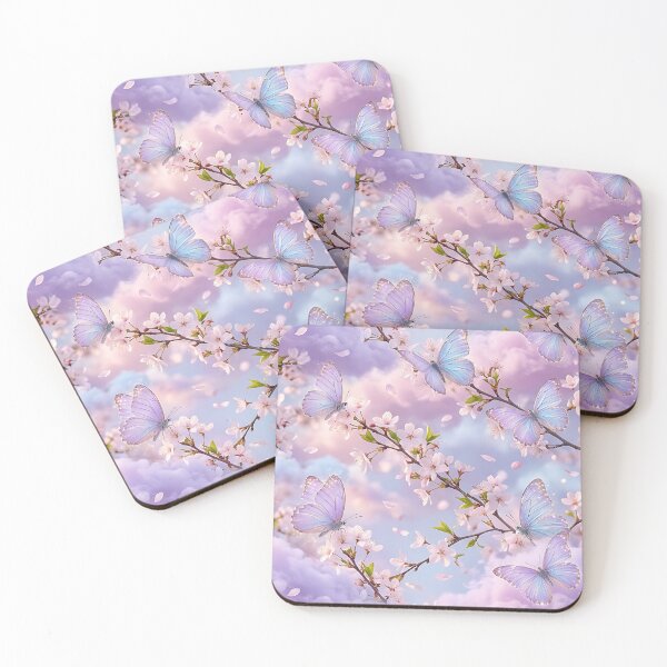 Item preview, Realistic Iridescent Butterfly Cherry Blossom Pattern designed and sold by wallpapersarts.