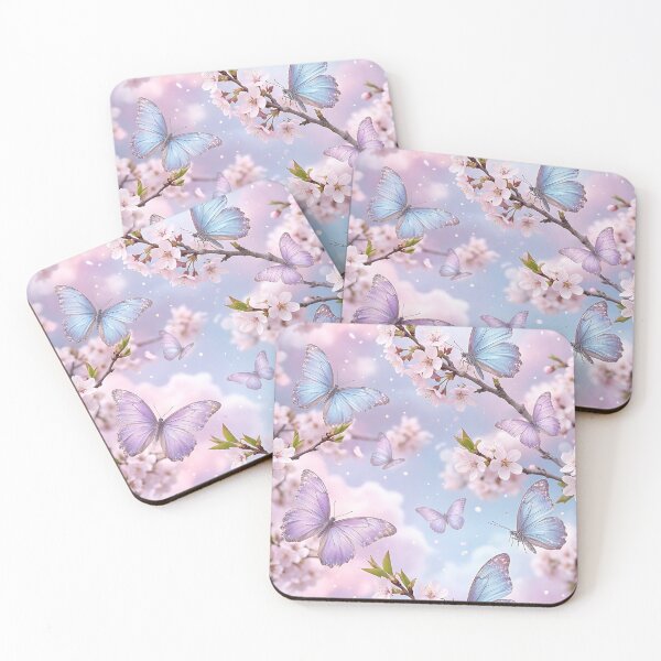 Item preview, Realistic Iridescent Butterfly Cherry Blossom Pattern designed and sold by wallpapersarts.