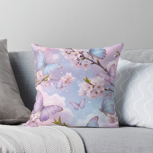 Item preview, Realistic Iridescent Butterfly Cherry Blossom Pattern designed and sold by wallpapersarts.