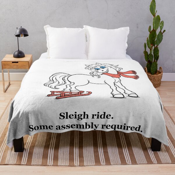 Item preview, Funny Christmas Horse Trying a Tiny Sleigh designed and sold by Soft Paws Sketches.