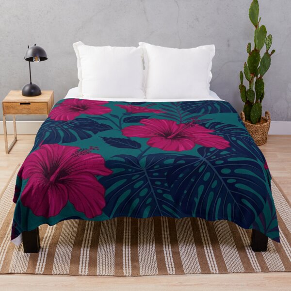 Item preview, Tropical Pink Hibiscus Floral Leaves Pattern designed and sold by Owcomm.