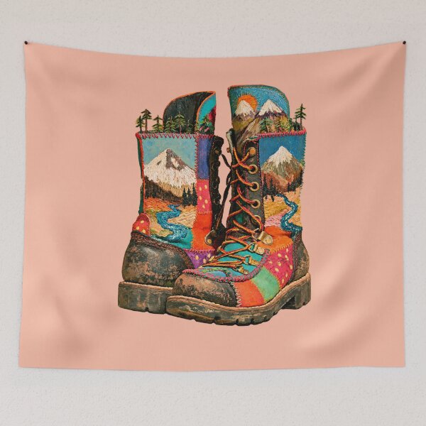 Item preview, Mountain Landscape Patchwork Embroidered Hiking Adventure Embroidery designed and sold by joannejgg.