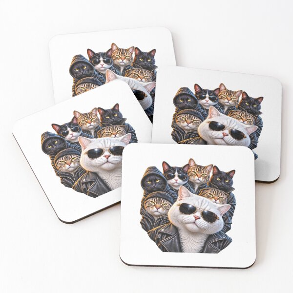 Item preview, Cool Cat Gang in Leather Jackets designed and sold by JAR Designs and Development.