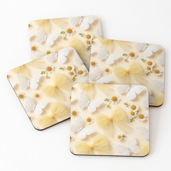 Item preview, White Silk Butterfly Tulle Bows Pattern designed and sold by wallpapersarts.