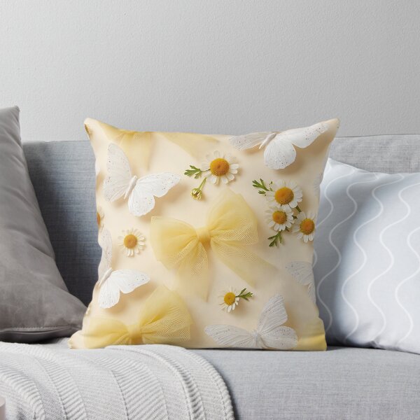 Item preview, White Silk Butterfly Tulle Bows Pattern designed and sold by wallpapersarts.