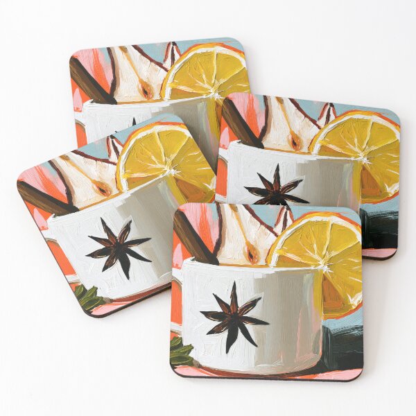 Item preview, Embrace Cozy Coffee Moments with Lemon, Cinnamon, and Star Anise in Bold Abstract Colors designed and sold by OlfactoART Studio.