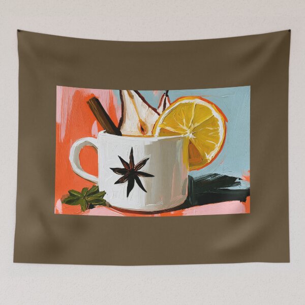 Item preview, Embrace Cozy Coffee Moments with Lemon, Cinnamon, and Star Anise in Bold Abstract Colors designed and sold by OlfactoART Studio.