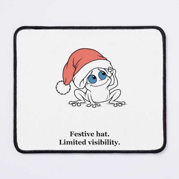 Item preview, Funny Christmas Frog Under an Oversized Santa Hat designed and sold by Soft Paws Sketches.