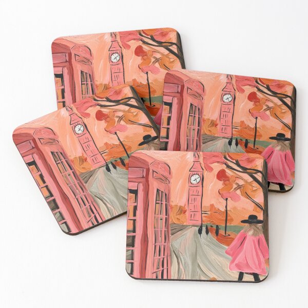 Item preview, Explore Autumn in London with Big Ben, a Classic Red Telephone Booth, and a Colorful Tree-Lined Path designed and sold by OlfactoART Studio.