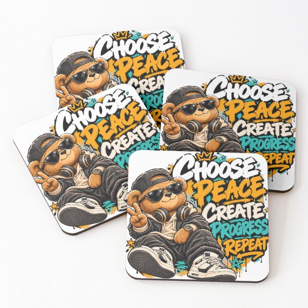 Item preview, Choose Peace Create Progress Repeat | Cool Teddy Bear Streetwear designed and sold by Dreprogress.