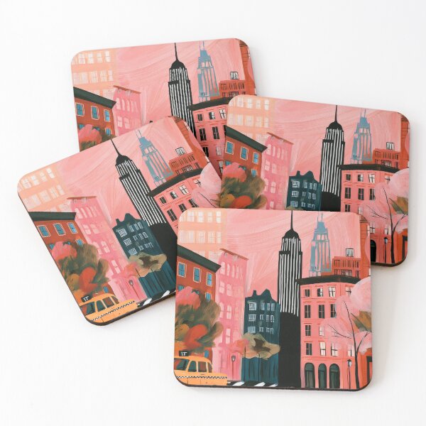 Item preview, Celebrate New York in Fall Vibrant Cityscape, Abstract Skyscrapers and Iconic Yellow Taxi Art designed and sold by OlfactoART Studio.