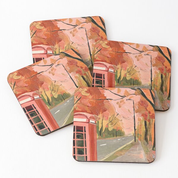 Item preview, Explore Britain's Autumn Charm Red Telephone Booth and Fall Landscape Art designed and sold by OlfactoART Studio.
