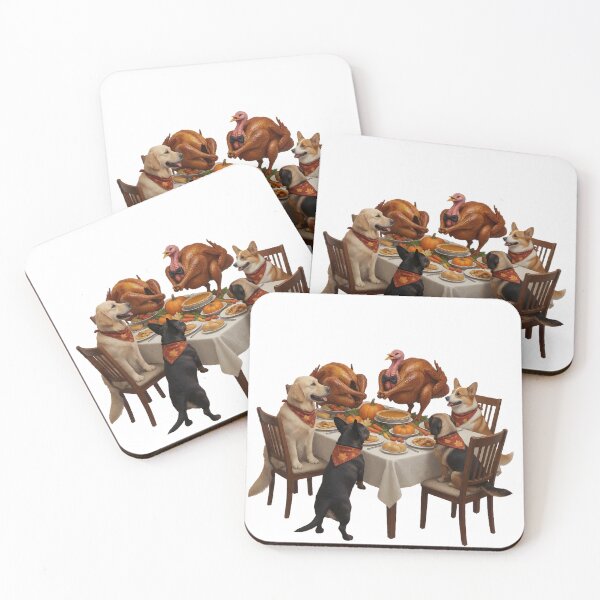 Item preview, Funny Thanksgiving Dinner with Dogs and Live Turkeys designed and sold by BestFriendWorld.