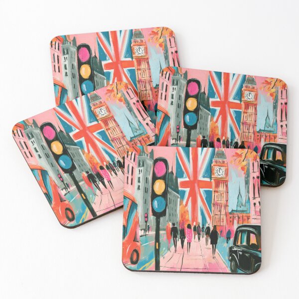 Item preview, Explore London Street Scenes in Vibrant Colors- Big Ben and Union Jack Cityscape Art designed and sold by OlfactoART Studio.