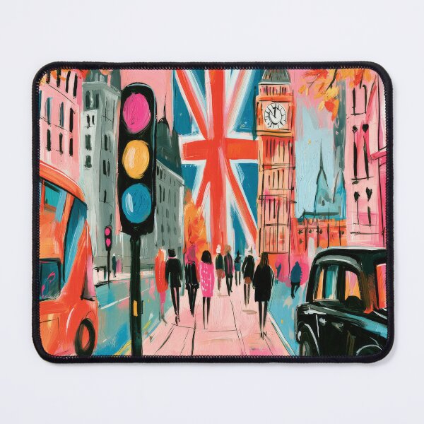 Item preview, Explore London Street Scenes in Vibrant Colors- Big Ben and Union Jack Cityscape Art designed and sold by OlfactoART Studio.