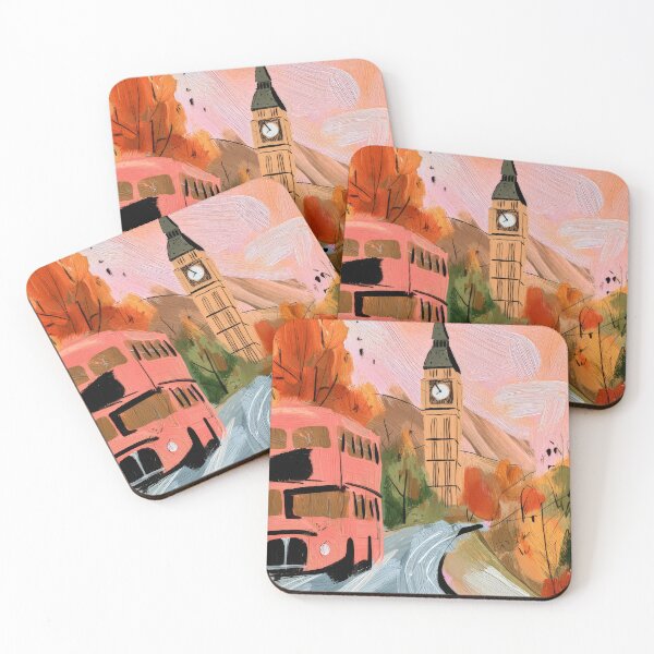 Item preview, Explore London in Autumn: Red Double-Decker Bus and Big Ben Cityscape Art designed and sold by OlfactoART Studio.
