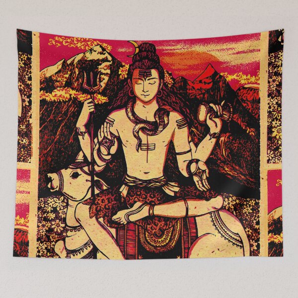 Item preview, Shiva Meditating with Nandi Risograph in Red designed and sold by Fani*.