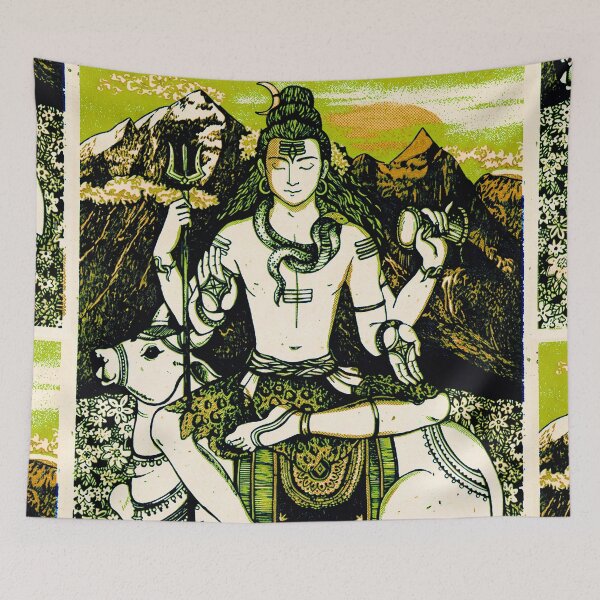 Item preview, Shiva Meditating with Nandi Risograph in Green designed and sold by Fani*.