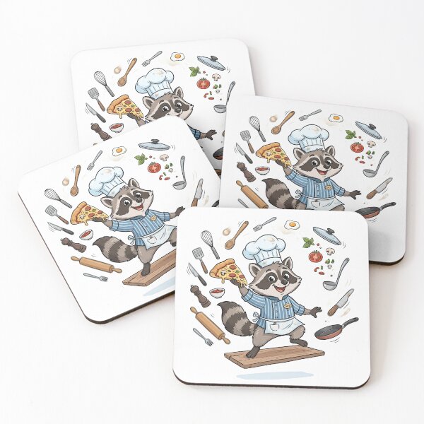 Item preview, Cute Raccoon Chef Cooking Pizza Art designed and sold by Rahat3344.