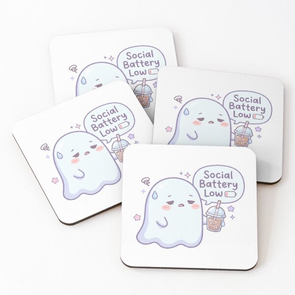 Item preview, Cute Kawaii Ghost Social Battery Low Iced Coffee designed and sold by luisTeam.