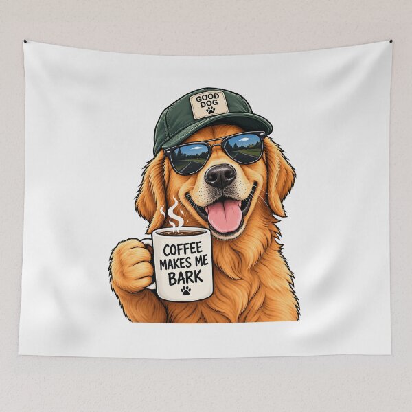 Item preview, Funny Golden Retriever Coffee Sticker – Coffee Makes Me Bark designed and sold by medo-shop7.