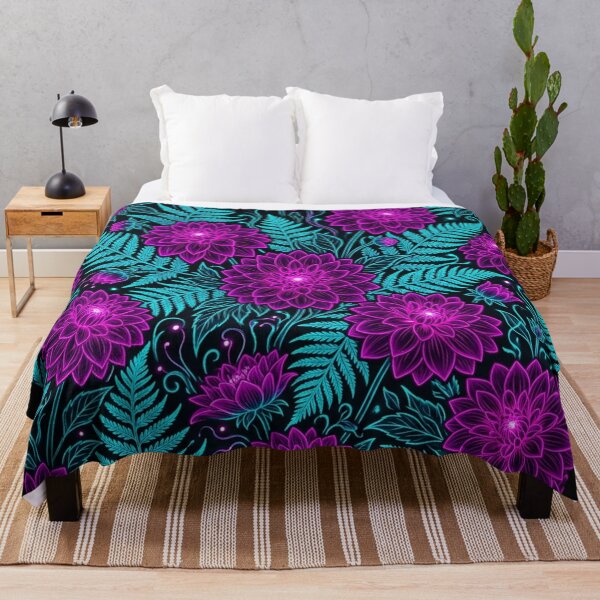 Item preview, Luminous Neon Purple Floral Fern Botanical Pattern designed and sold by Owcomm.