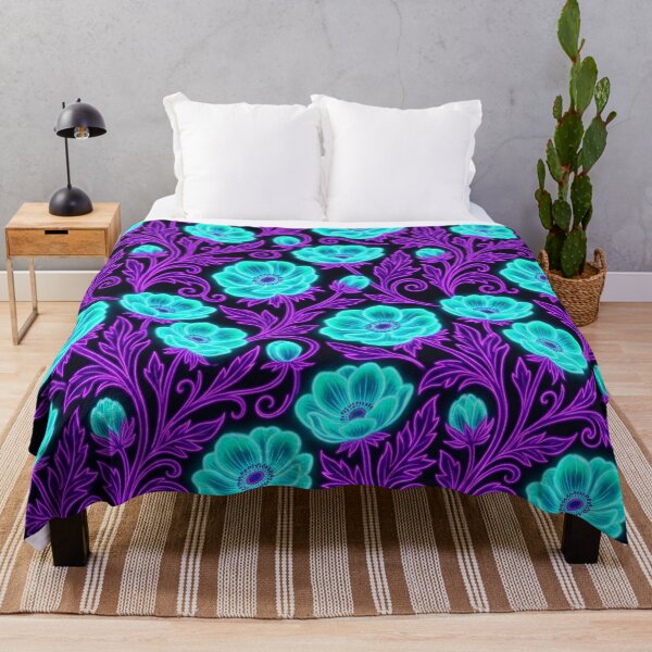 Item preview, Glowing Neon Cyan Floral Pattern Garden designed and sold by Owcomm.