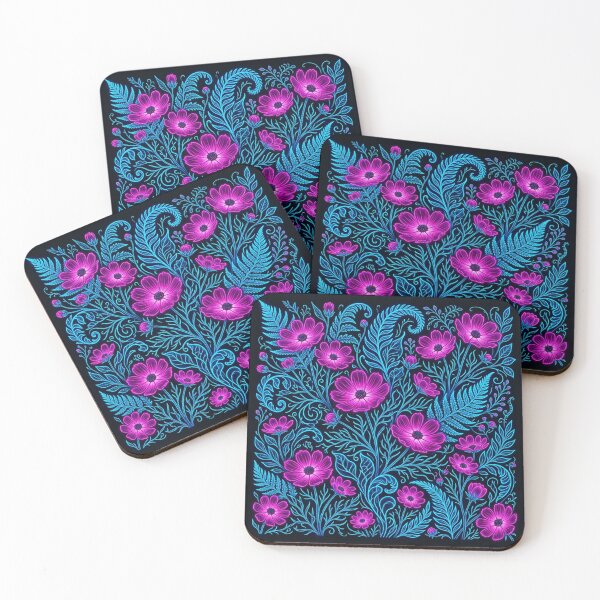 Item preview, Neon Glowing Pink Floral Garden Artwork designed and sold by Owcomm.
